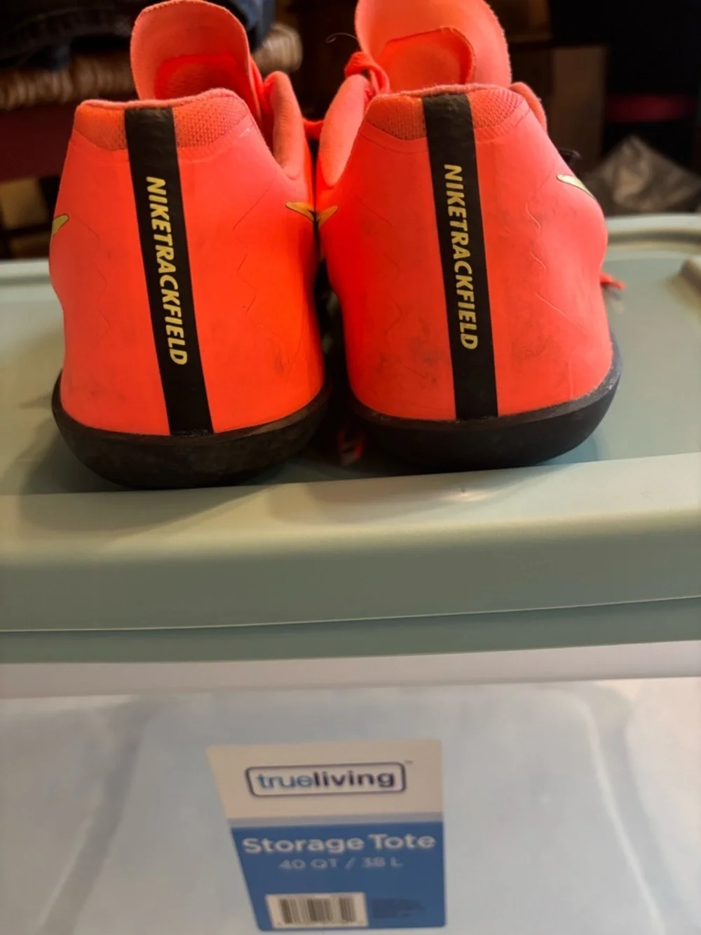 Nike Neon Orange Training Shoes with Yellow NIKE Strap